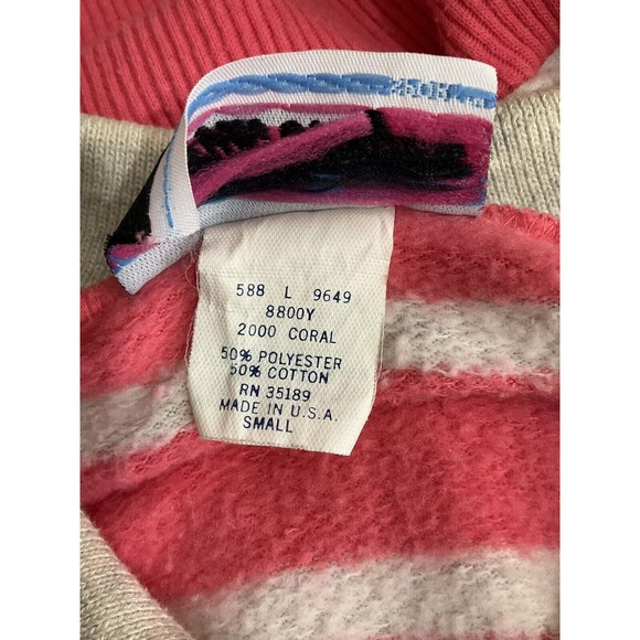 VTG Ms MacGregor Sport Womens Striped Sweatshirt S Pink Retro 80s 90s Preppy - Picture 4 of 5